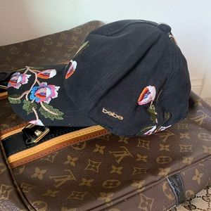 Bebe black floral baseball cap